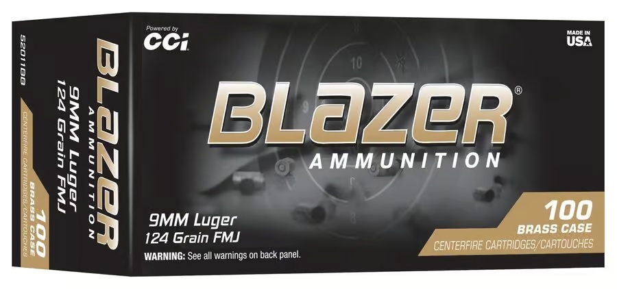 9MM Luger - CCI 52011BB  BLAZER BRASS  124GR  100 round box