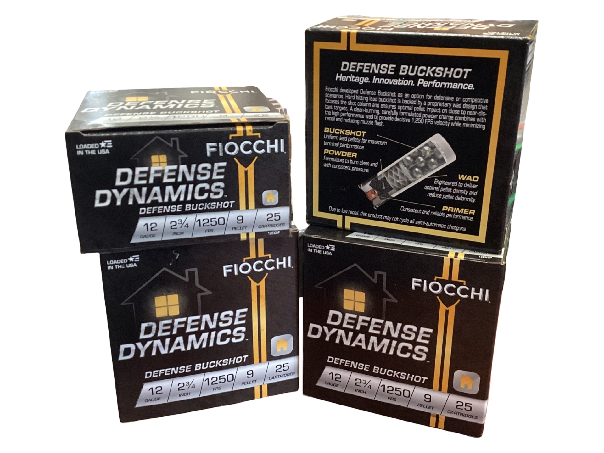 12 Gauge – Fiocchi 2 3/4 Home Defense 00 Buck 9 Pellet (12EX9P) – 100 Rounds 