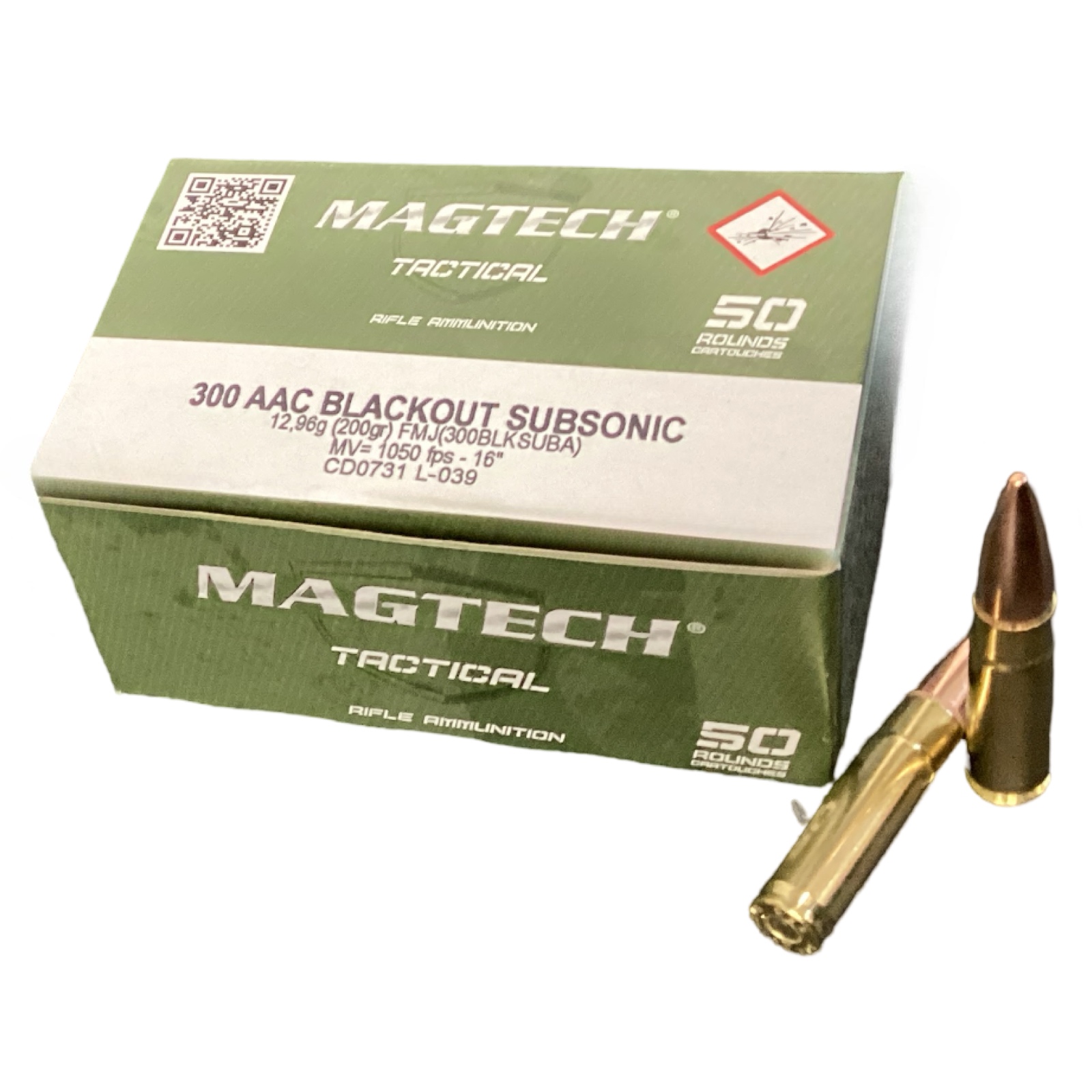 .300 AAC Blackout - Magtech  Tactical Subsonic - FMJ 200 Grain (300BLKSUBA)--  50 Round box (200 Round Value Pack) thumbnail 2