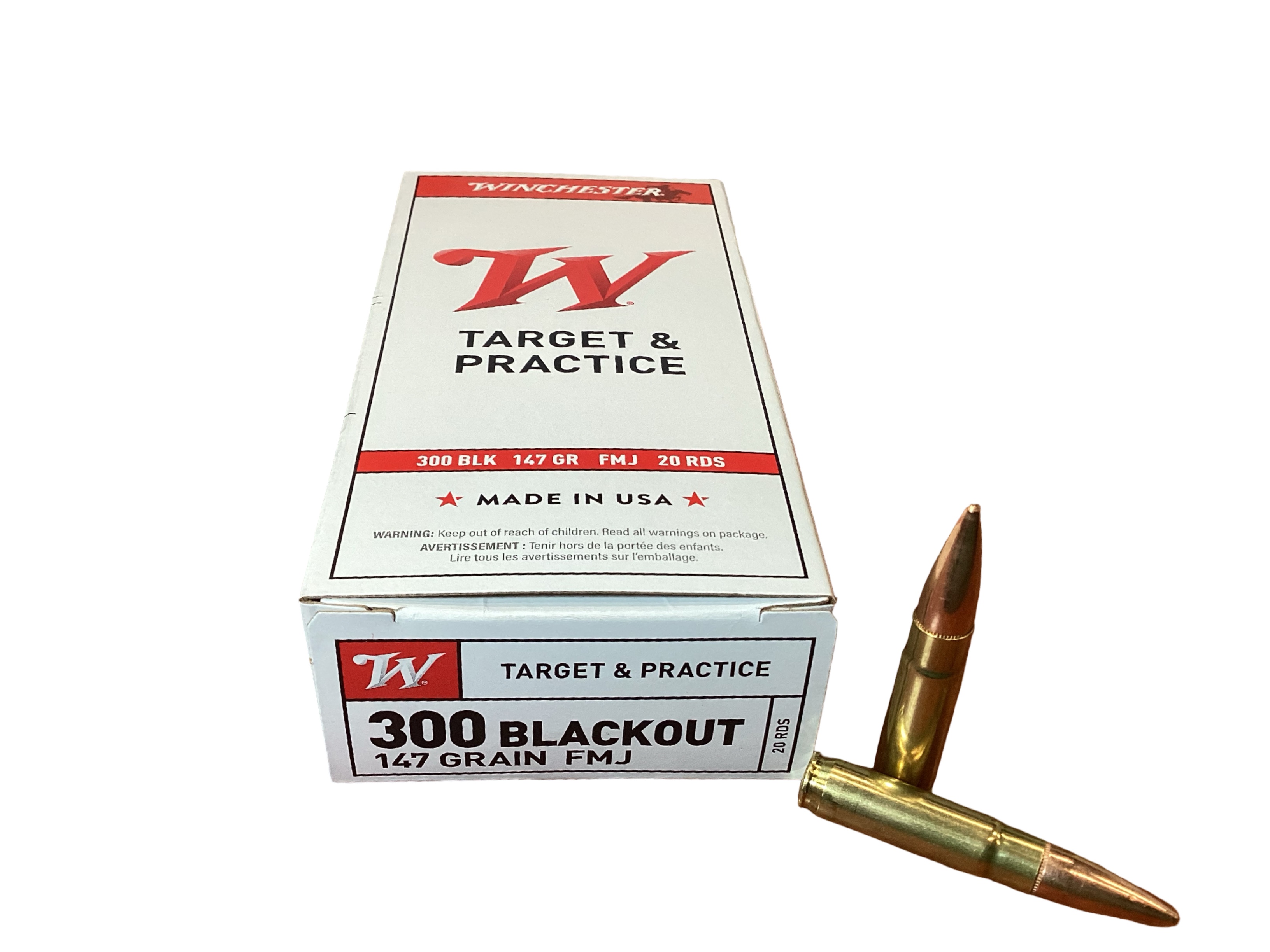 300 AAC Blackout, Winchester Target & Practice 147 GR FMJ - USA300B147 - 20 Round Box
