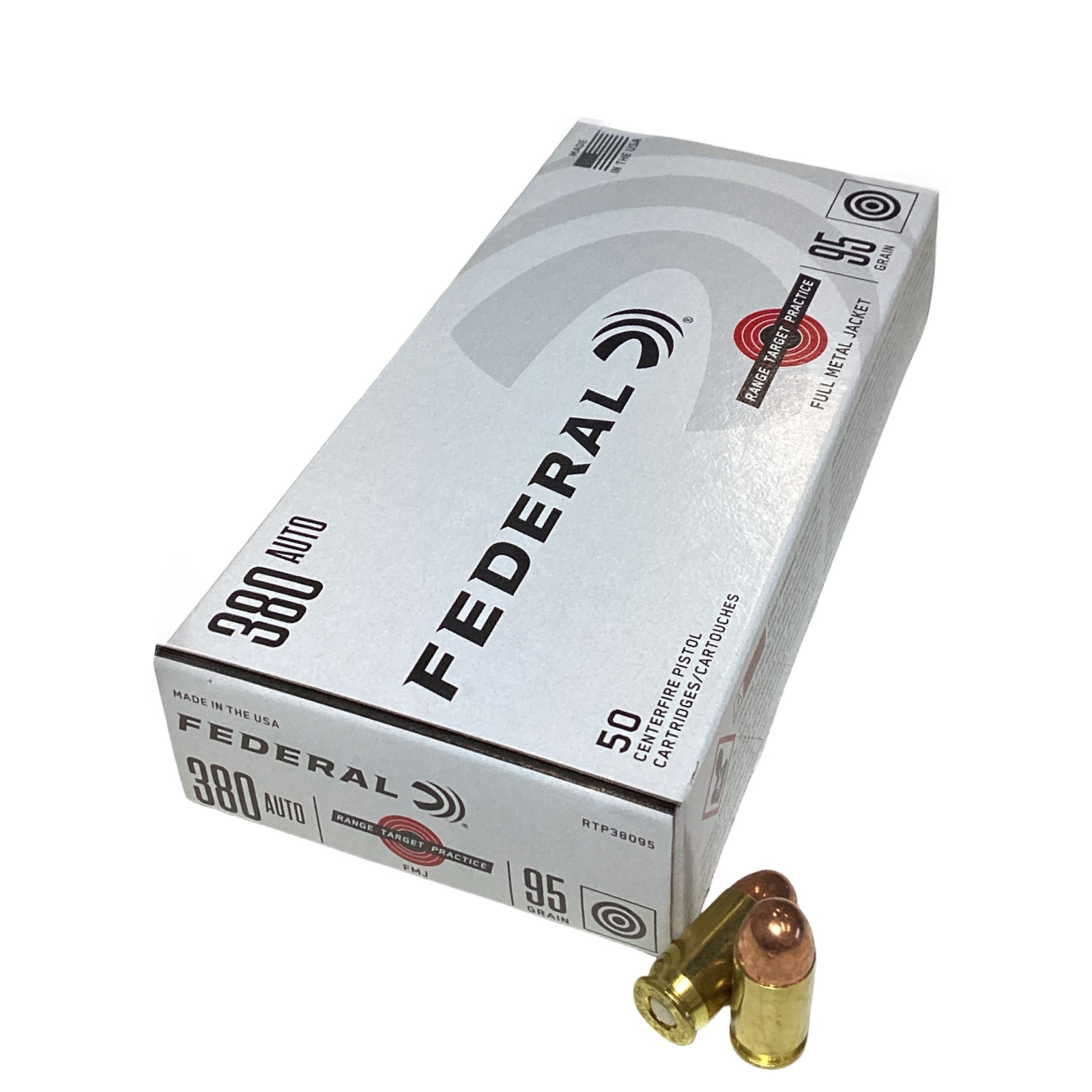 .380 ACP - Federal Range and Target 95 Grain Full Metal Jacket (RTP38095) - 50 Round Box