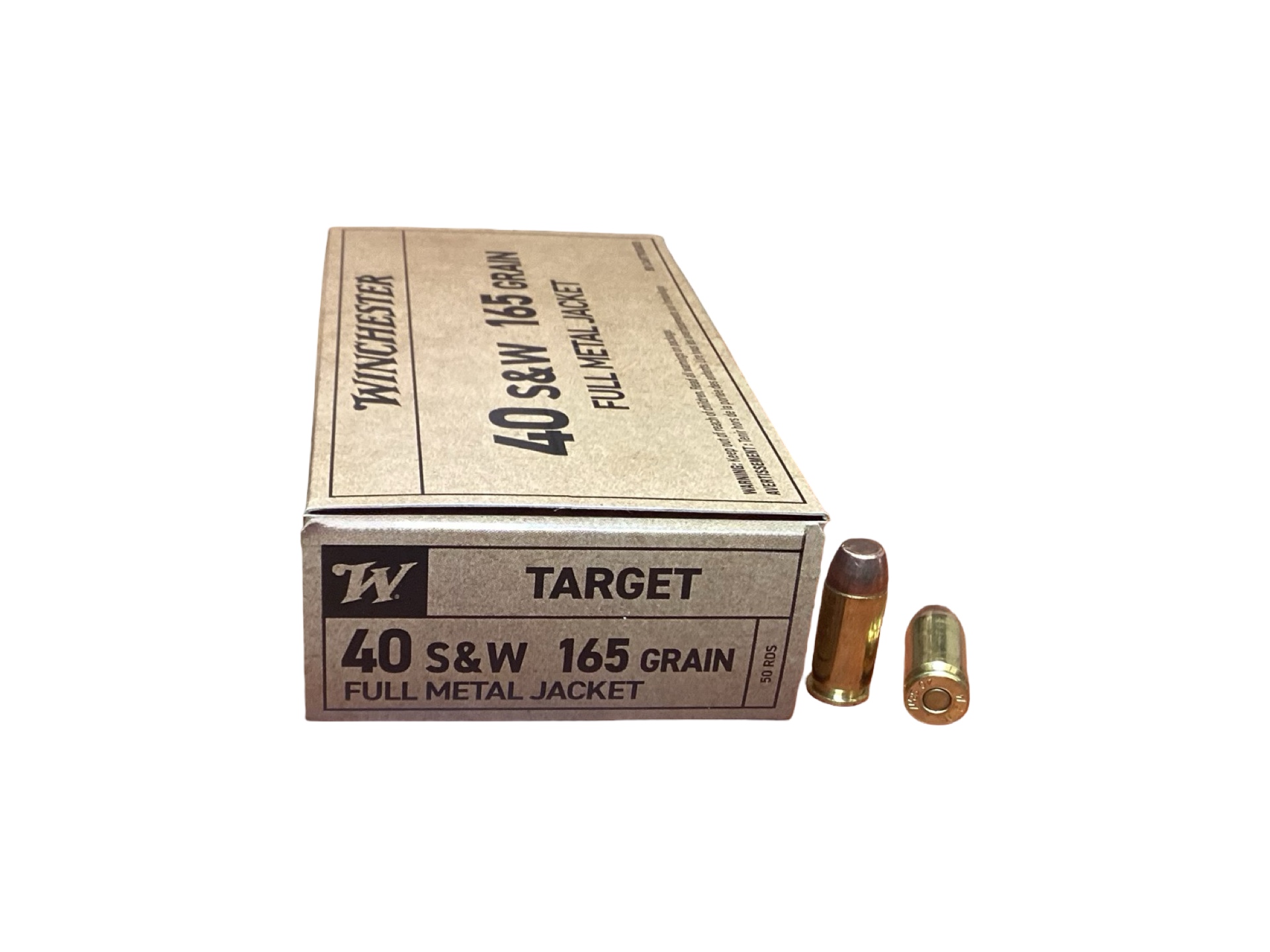 .40 S&W - Winchester Service Grade 165 Grain FMJ Bras Cased (SG40W) - 50 Round Box