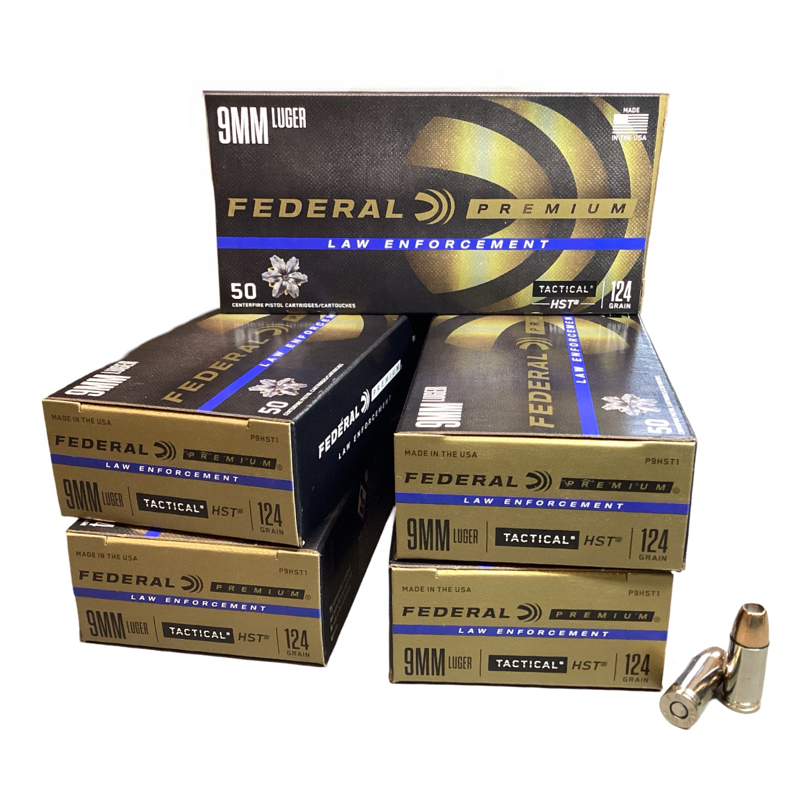 9MM Luger - Federal  Premium 124 gr. Law Enforcement  Tactical HST  -P9HST1 - 250 Rounds 