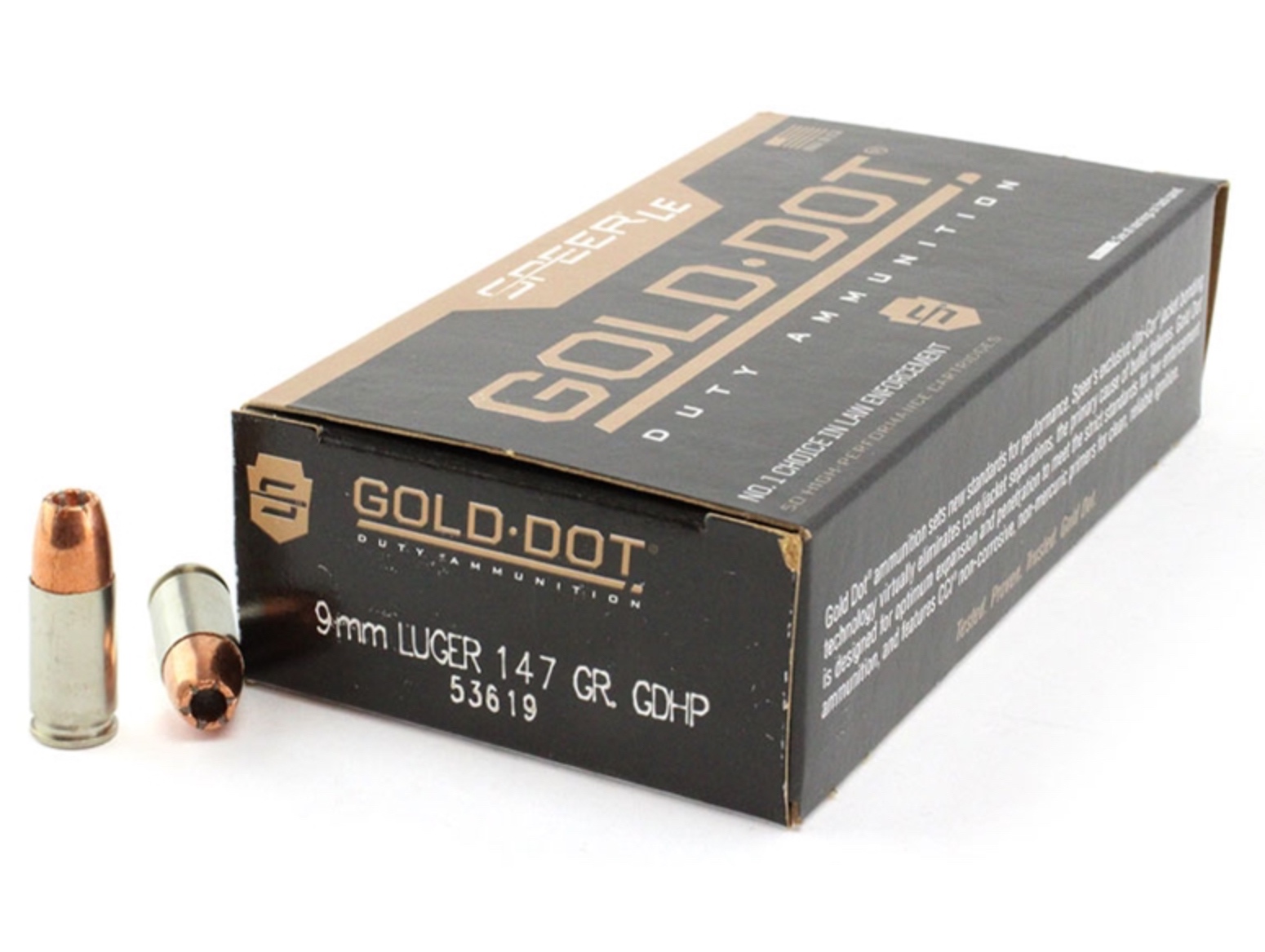 9MM Speer Gold Dot Duty Ammunition 147 GR Hollow Point - 53619 - 500 Round Box
