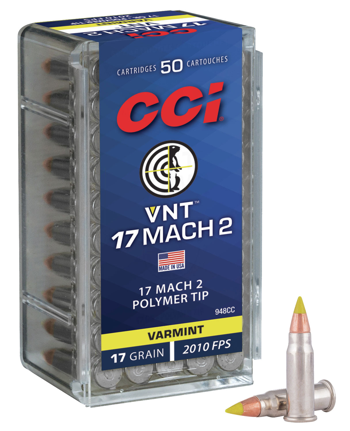 17 Mach2 - CCI VNT Rimfire 17gr Varmint Tipped 50 Per Box (948CC)