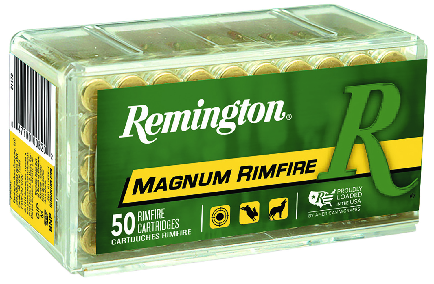 .22 WMR Remington Ammunition 21172 Magnum Rimfire 40gr Pointed Soft Point 50 Per Box