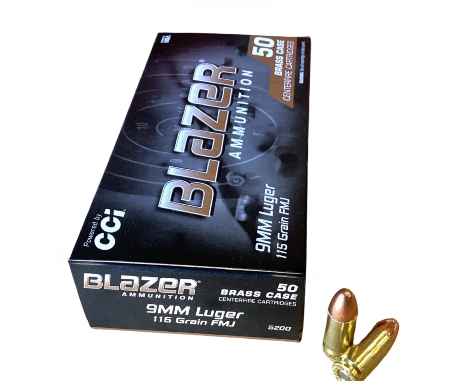 9 MM Luger - Blazer Ammunition 115 Grain FMJ (5200) - 50 Round Box 